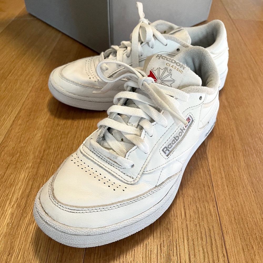 Reebok Classic Club C 85 White Leather Lace Up Sneakers Mens Size 7